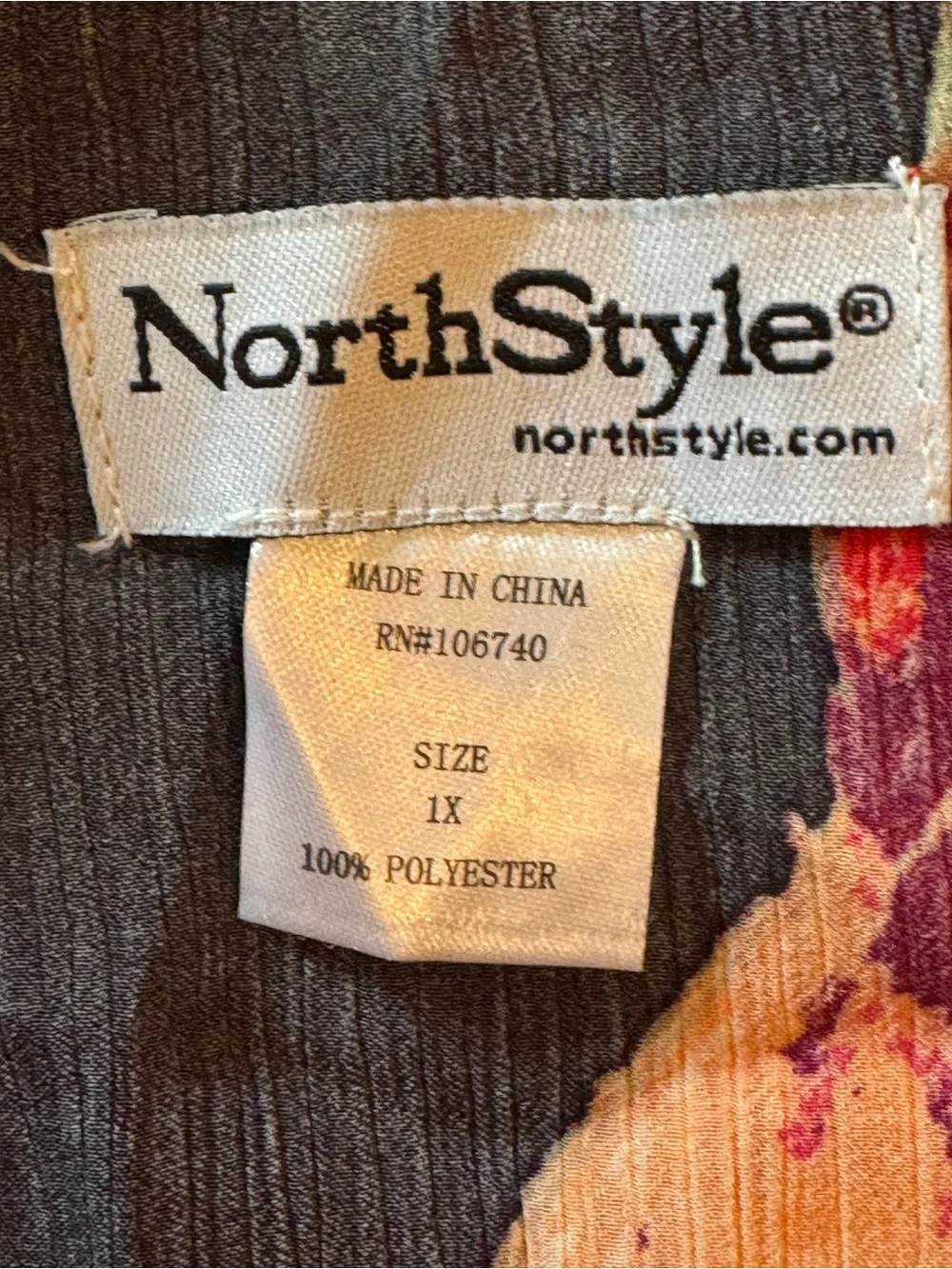 NorthStyle Black Top with Orange & Red Floral Accents - Picture 3 of 3